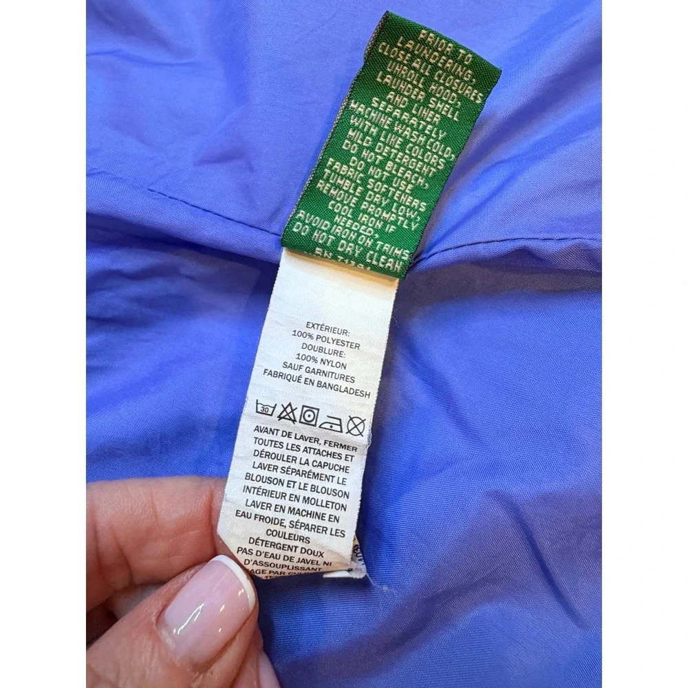 LL Bean Kids XL 18 Discovery Rain Jacket Blue Colorblock Hooded Shell 295451